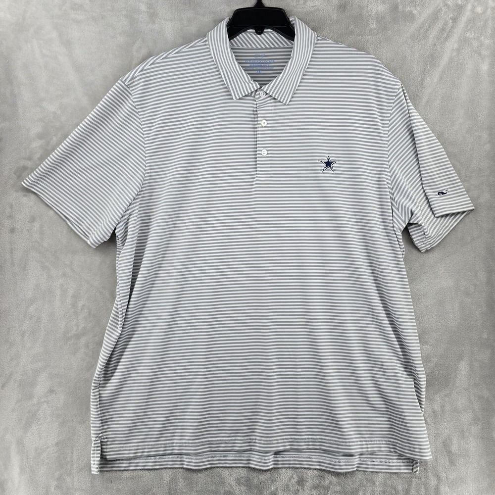 Dallas Cowboys Vineyard Vines Performance Polo Mens 2XL Gray‎ Polyester...